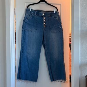 Democracy High-Rise Wide Leg Crop Jeans - Dark Blue